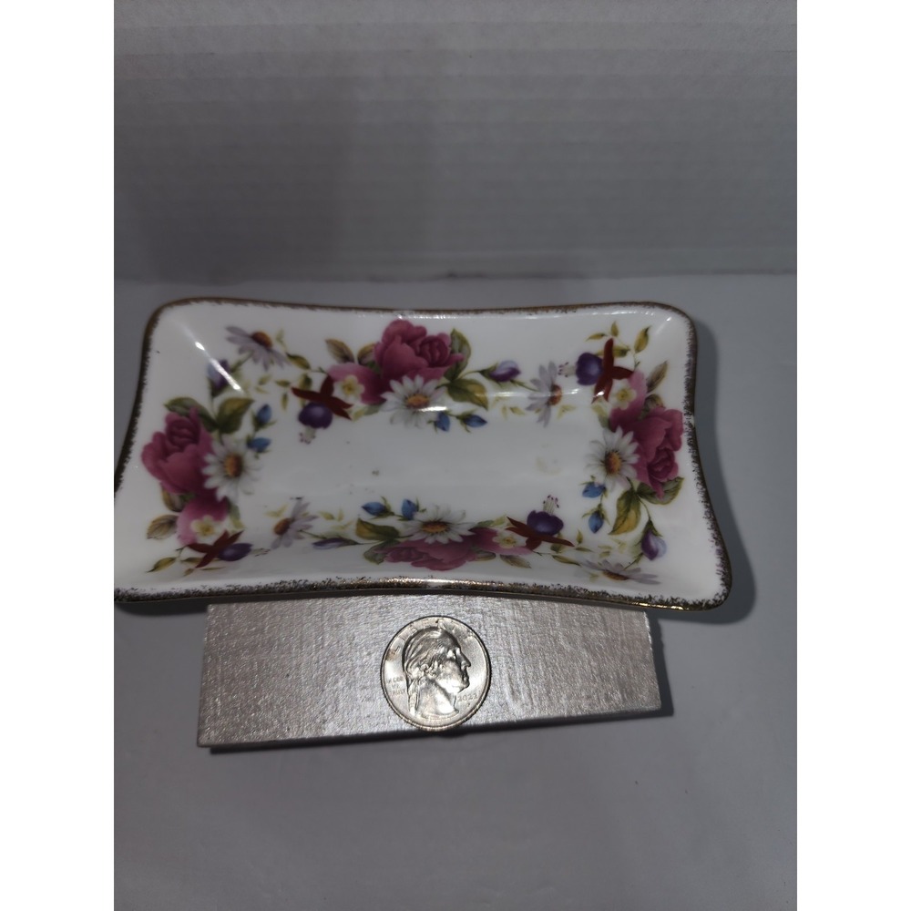 Vintage‎ Summer Rose rectangle trinket dish floral chic